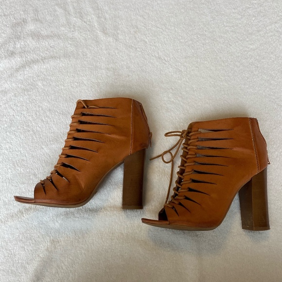 Lace Up Heeled Booties with Cutouts - Picture 2 of 4